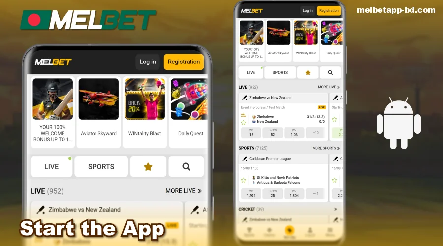 Launch the Melbet Bangladesh Android app